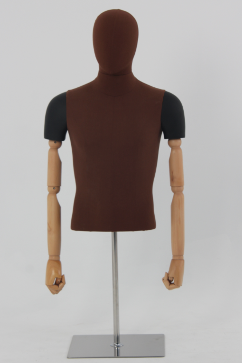 Half Body Men'S Clothing Display Mannequins with Wooden Hands