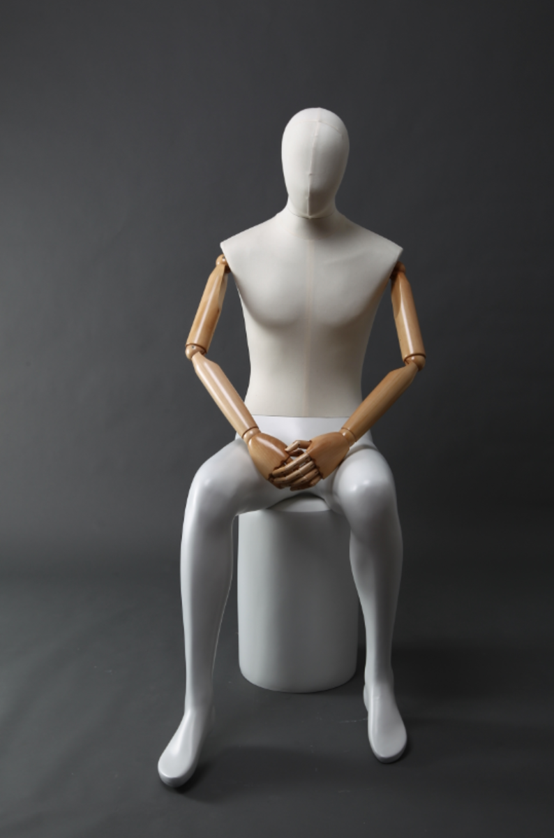 High Quality Full Body Fashion Dummy Wrapped Fabric Male Wooden Hand Mannequin