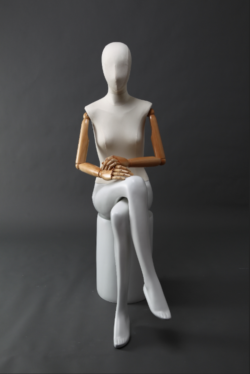 Customize Clothing Display Full Body Sitting Female Fabric Wrapped Mannequin for Sale 