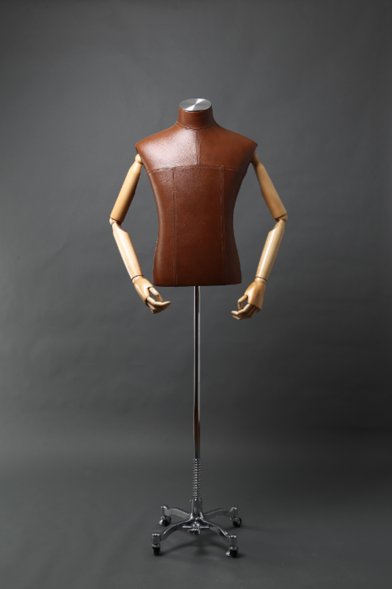  New Fashion Fabric Wrapped Half Body Male Mannequins with Wooden Arms for Sale 