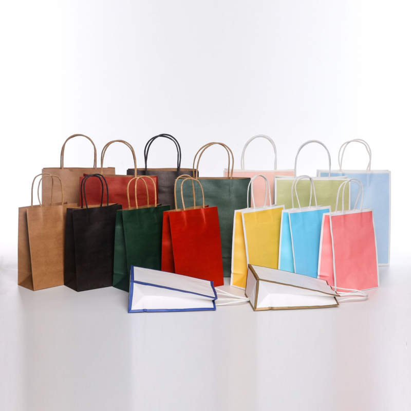 Luxury Custom Size Package Paper Handle Paper Bag Kraft Paper Shopping Bag