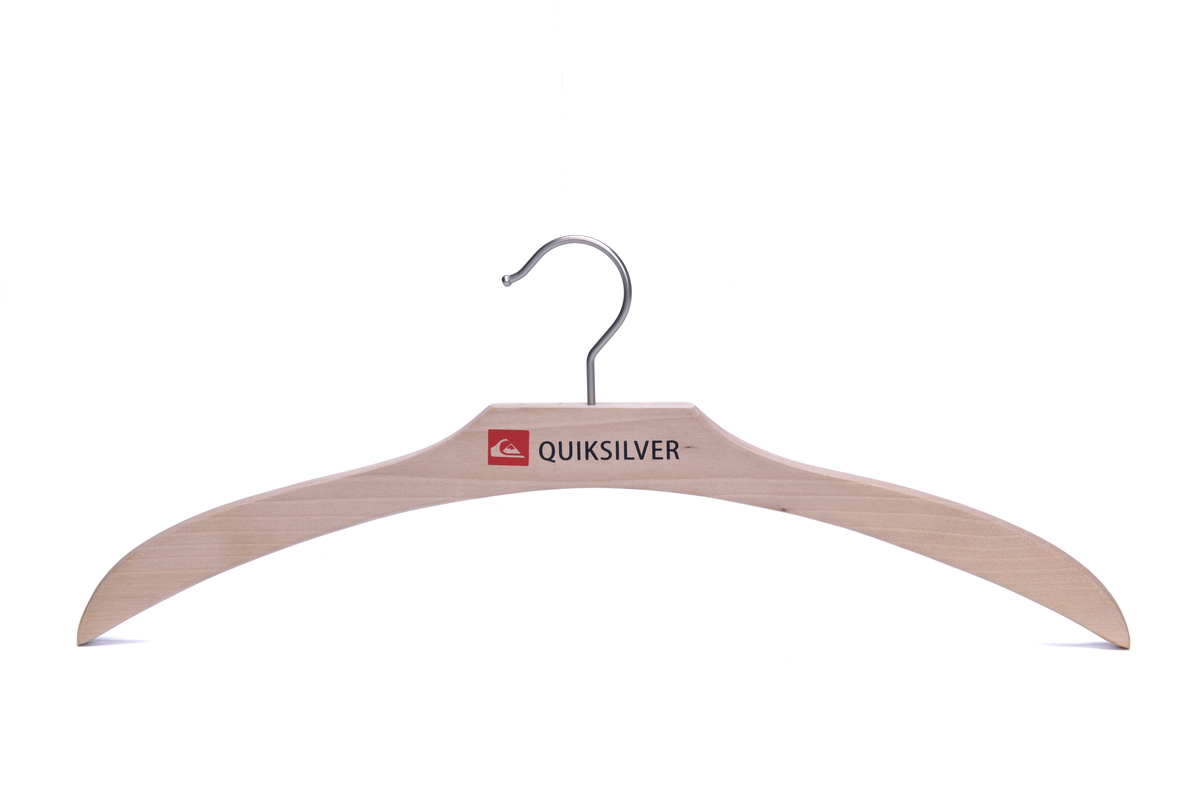 Natural color printed logo unique Street style customized solid wood hangers