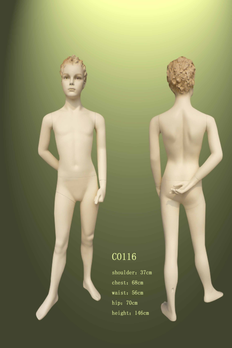 Durable full body Boy Mannequin with Head Fiberglass Standing Posture