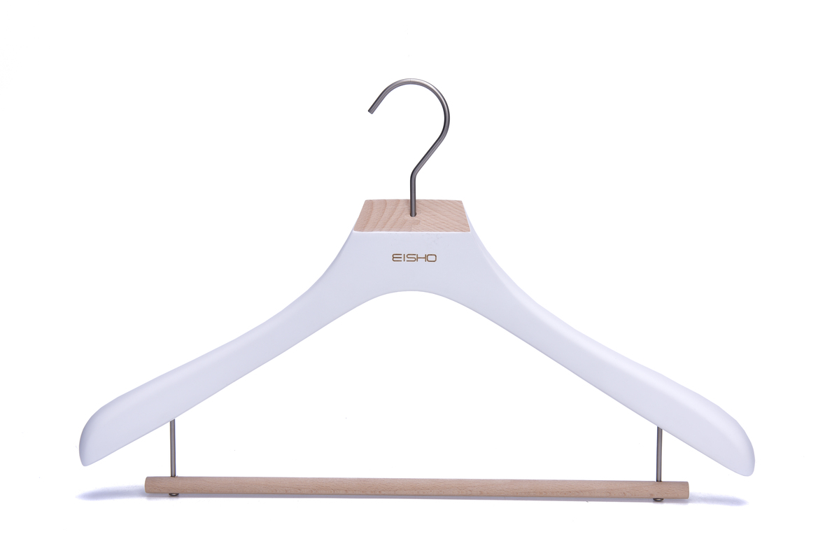 Elegant White & Natural Design Sustainable Wooden Hangers  