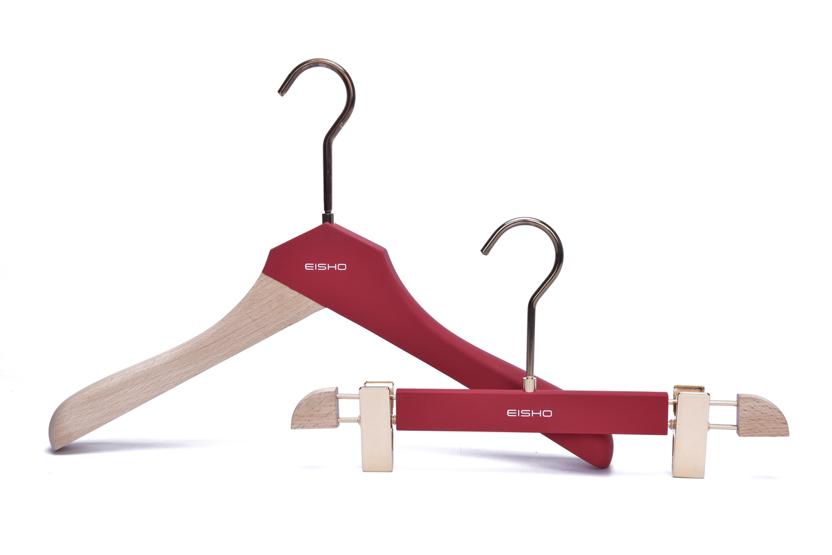 Natural & Red color Gold Hardware Suit Hangers