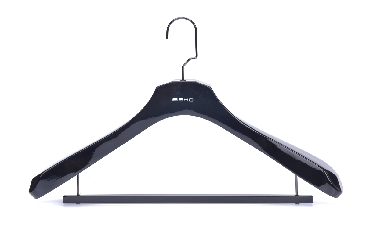 Glossy Black Finish Luxury Hanger for High-End Fashion Brand