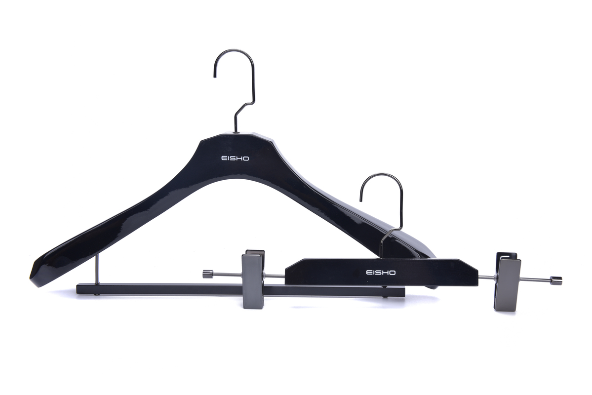 Glossy Black Finish Luxury Hanger for High-End Fashion Brand