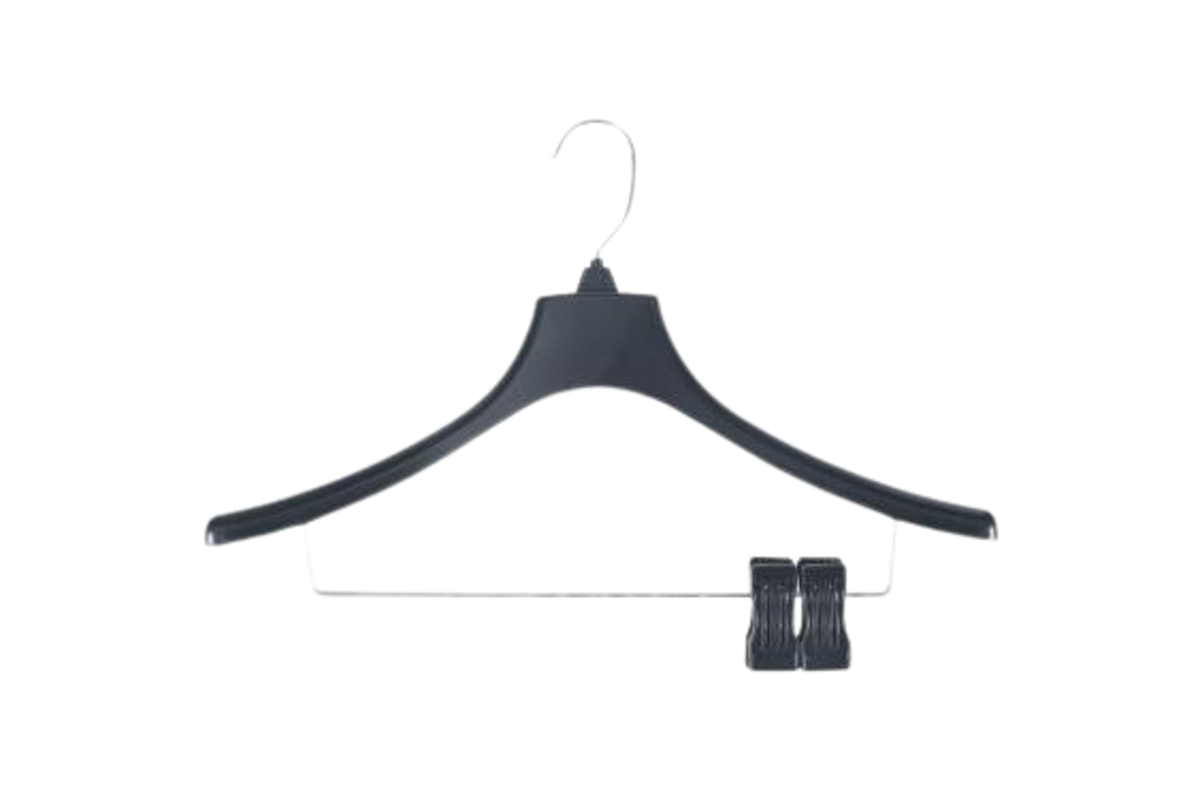 Multi-Purpose Wide-Shoulder Plastic Hangers with Long Clips