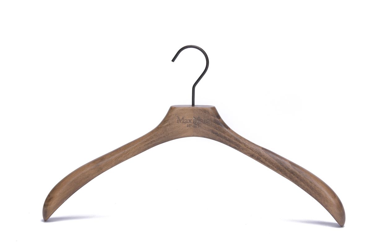 Curved Shoulder Design Brown Beech Hand Rubbed Effect Adult Hanger