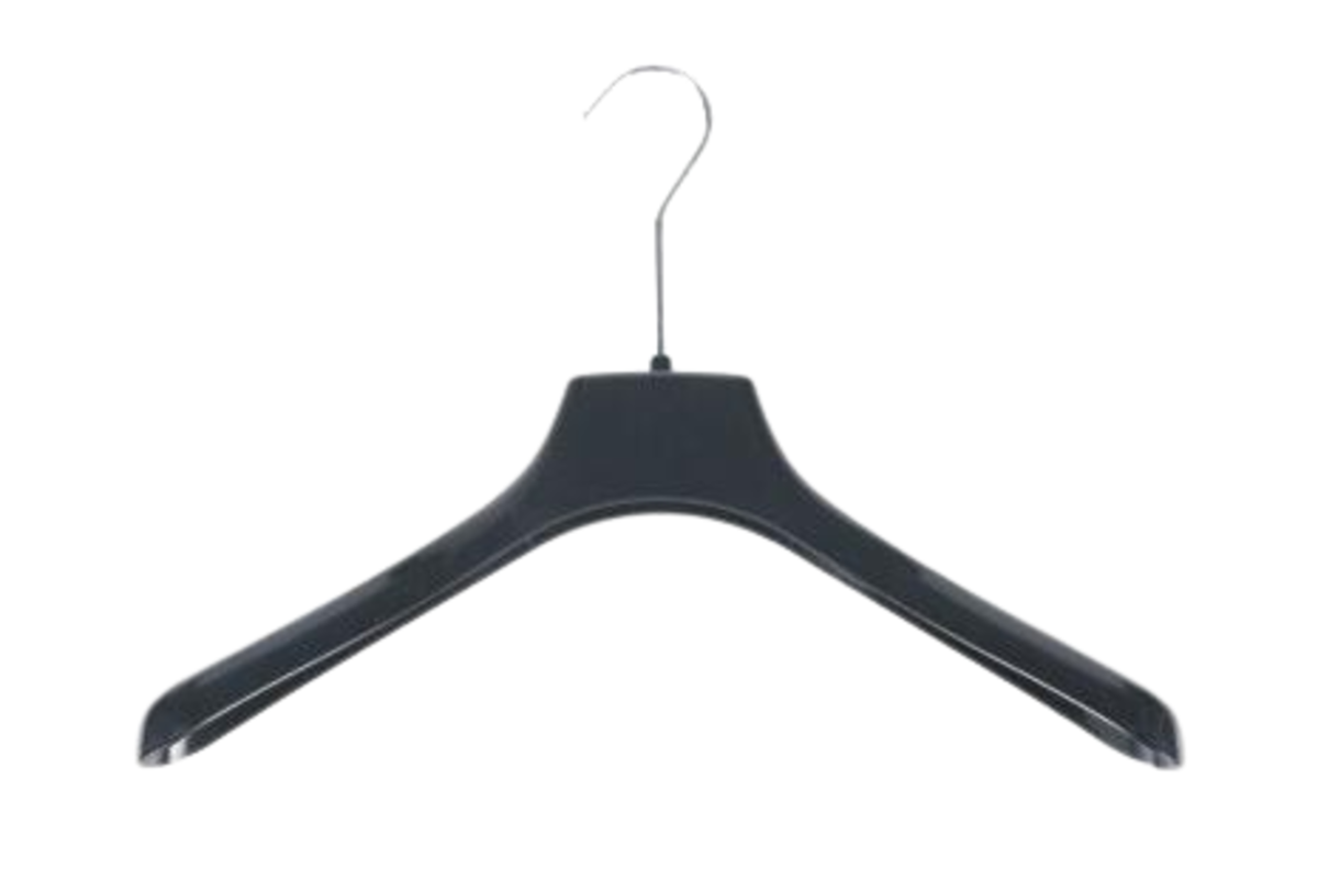 Wide-shoulders Plastic Hanger with Elongated Metal Hook