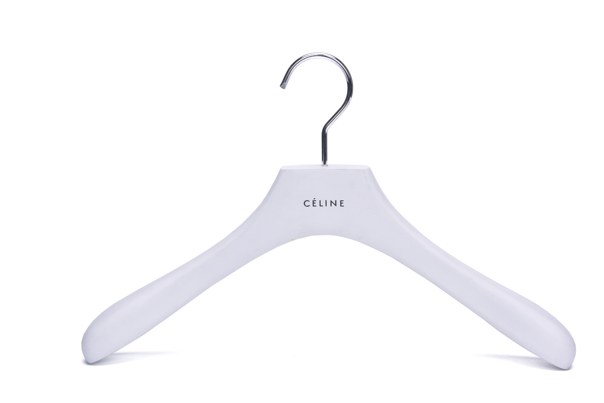 High-end Luxury Pure White Solid Wooden Hanger With Printed Logo